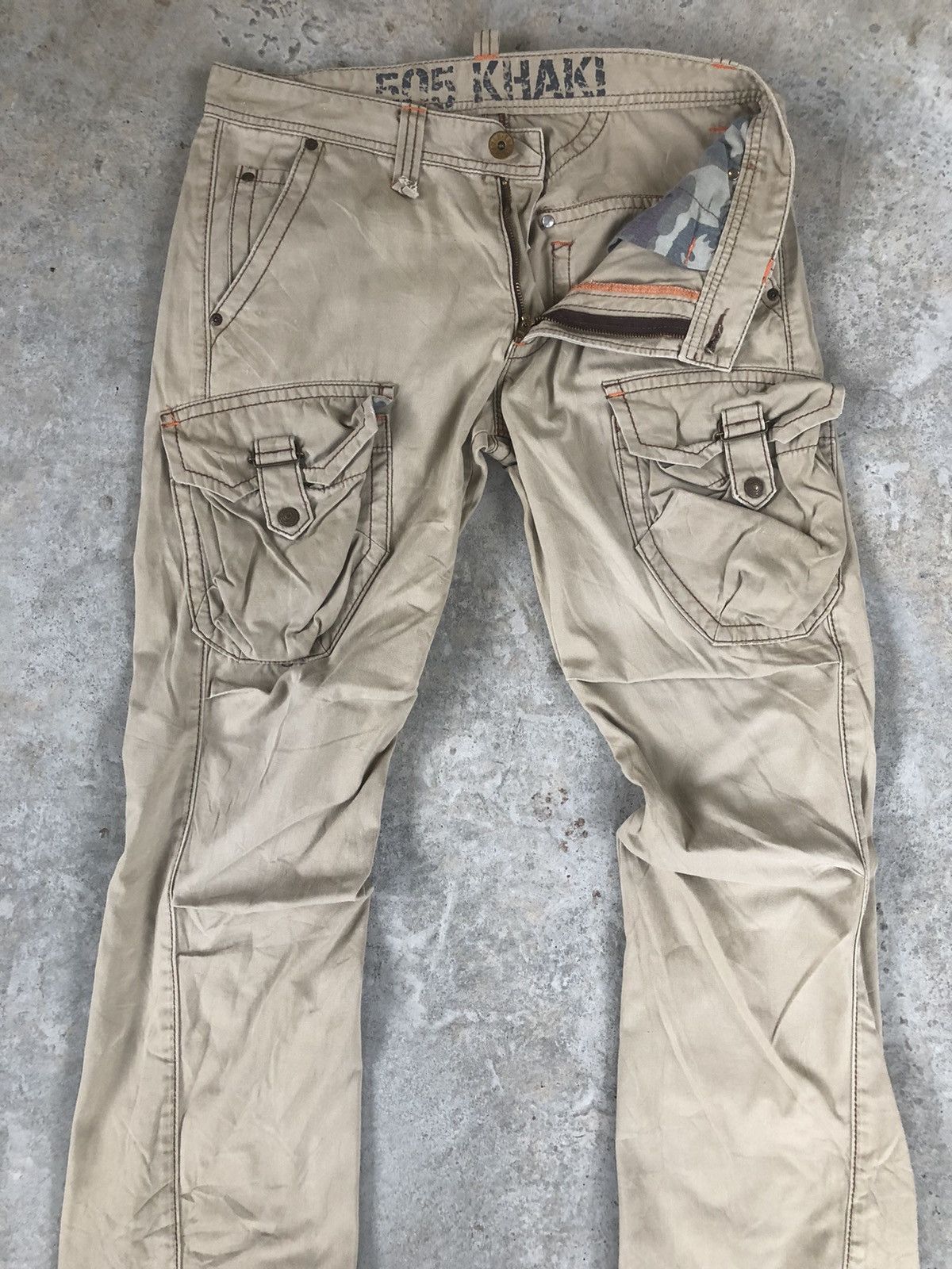 Edwin Japanese edwin 505 KHAKI flared cargo pants tactical pocket Size US 34 / EU 50 - 3 Thumbnail