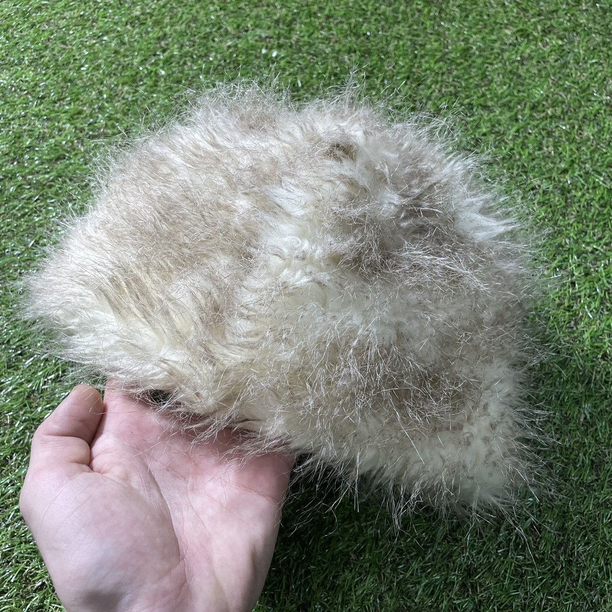 Vintage Vintage 90s Mohair Fuzzy Beanie Cream Knit Hat Drip Indie OS Size ONE SIZE - 2 Thumbnail