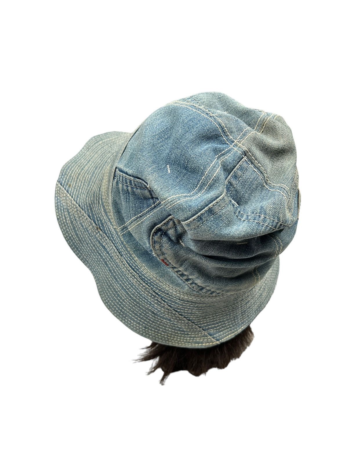 Japanese Brand Nasngwam By Dakota 🇯🇵 Sashiko Boro Rebuild Denim Bucket Hat Size ONE SIZE - 11 Thumbnail