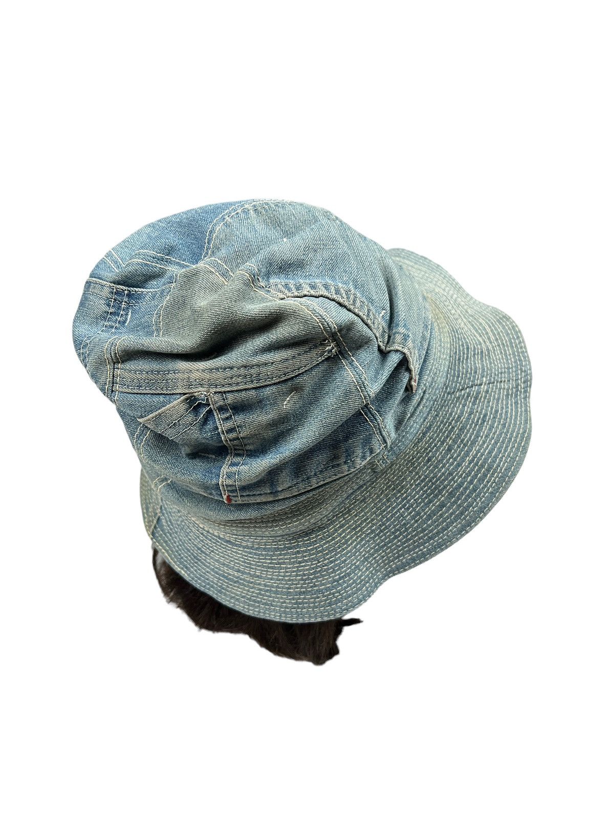 Japanese Brand Nasngwam By Dakota 🇯🇵 Sashiko Boro Rebuild Denim Bucket Hat Size ONE SIZE - 12 Thumbnail