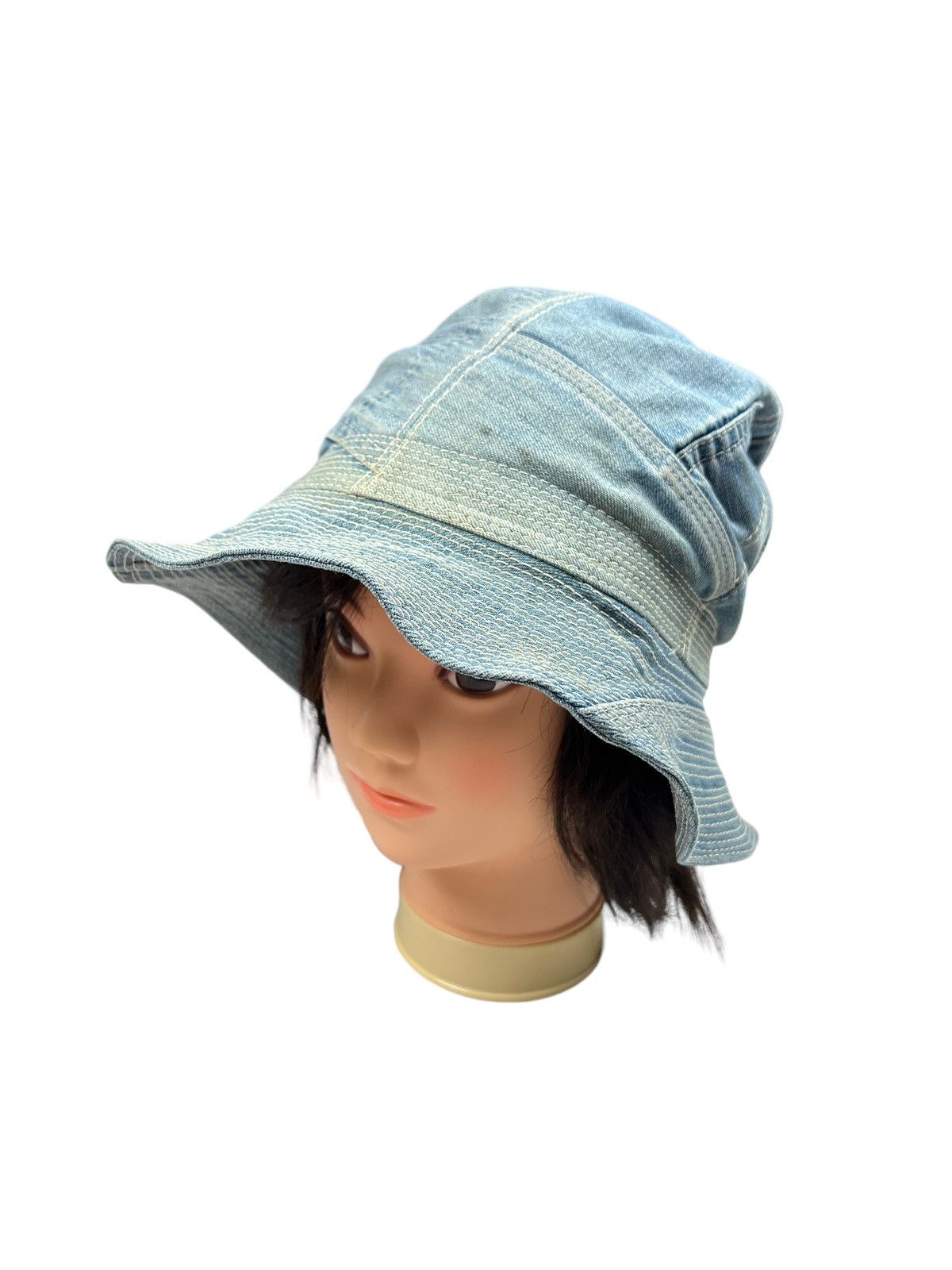 Japanese Brand Nasngwam By Dakota 🇯🇵 Sashiko Boro Rebuild Denim Bucket Hat Size ONE SIZE - 13 Thumbnail