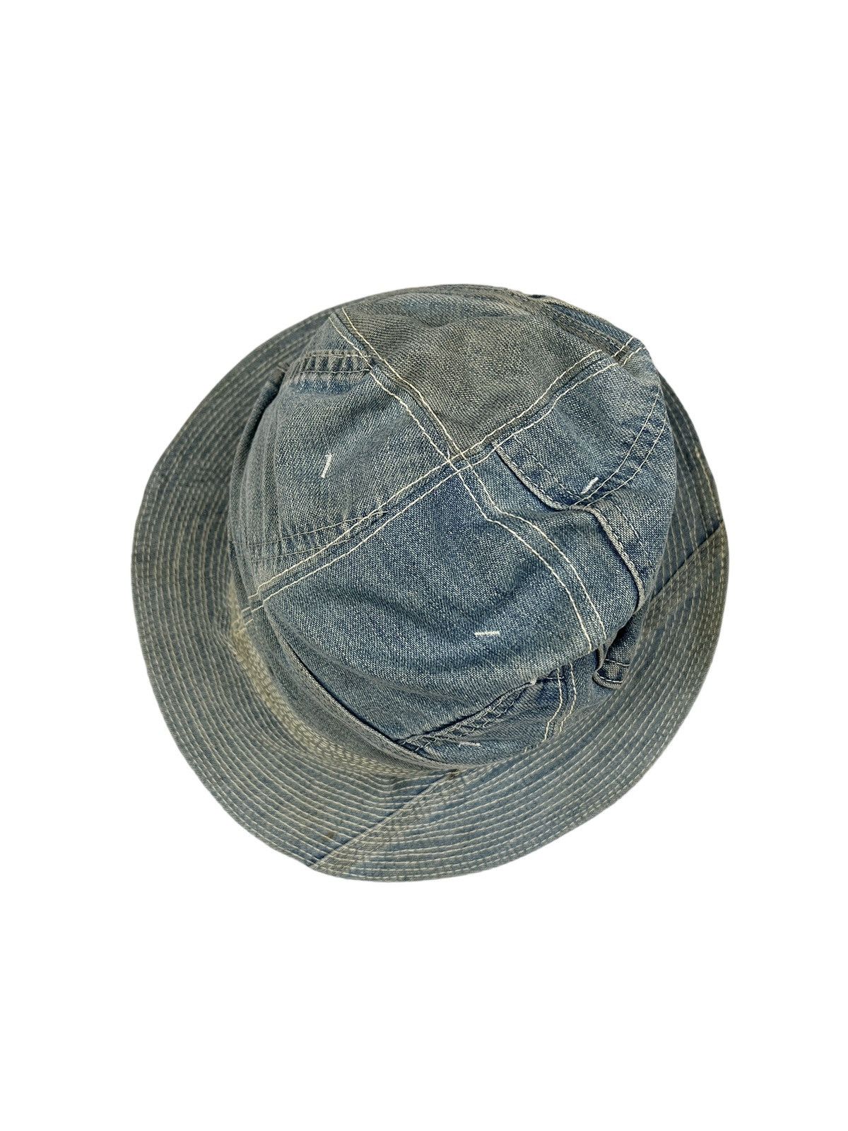 Japanese Brand Nasngwam By Dakota 🇯🇵 Sashiko Boro Rebuild Denim Bucket Hat Size ONE SIZE - 3 Thumbnail