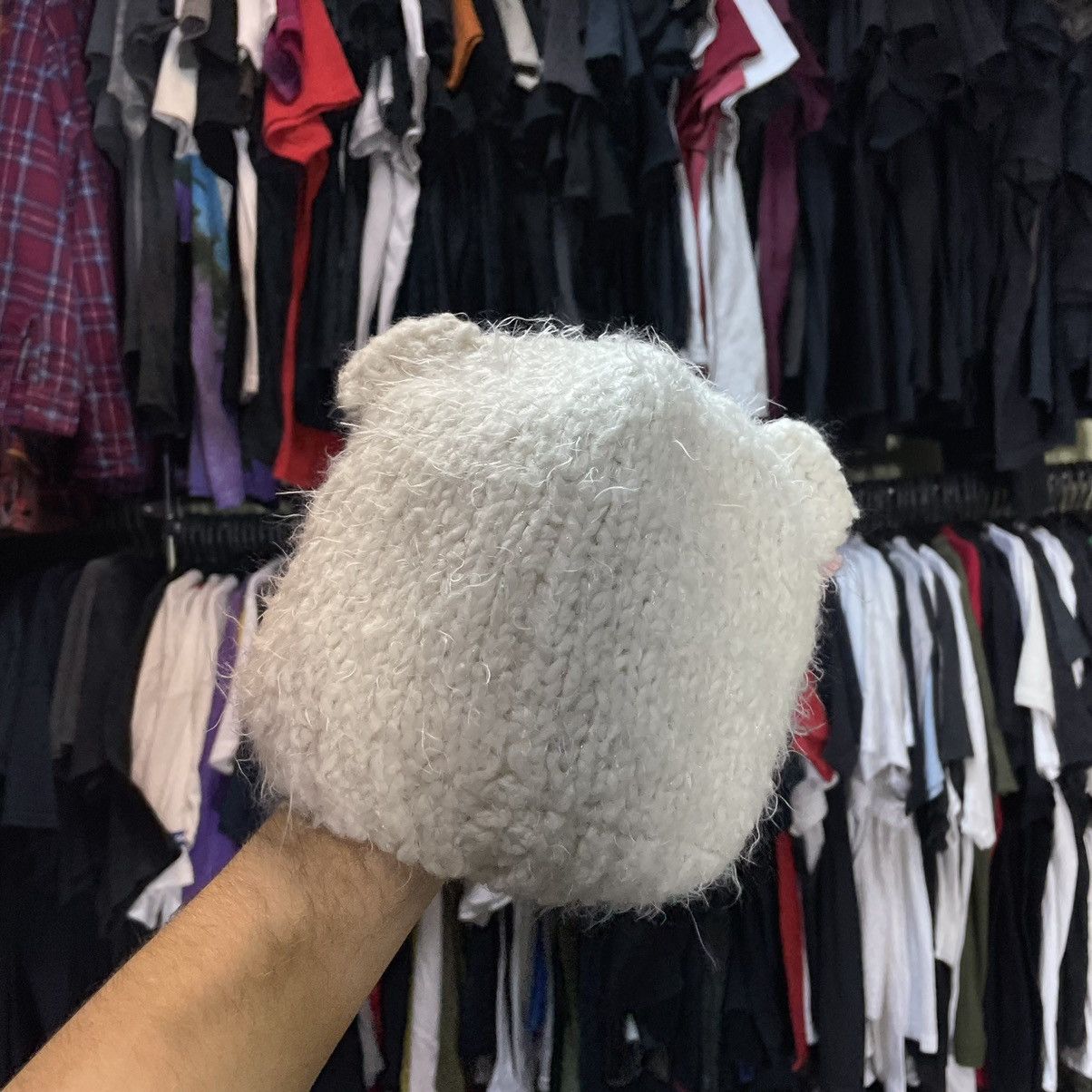 Vintage Vintage 90s Knit Beanie Mohair Cute Face Indie Slim Baggy OS Size ONE SIZE - 5 Thumbnail