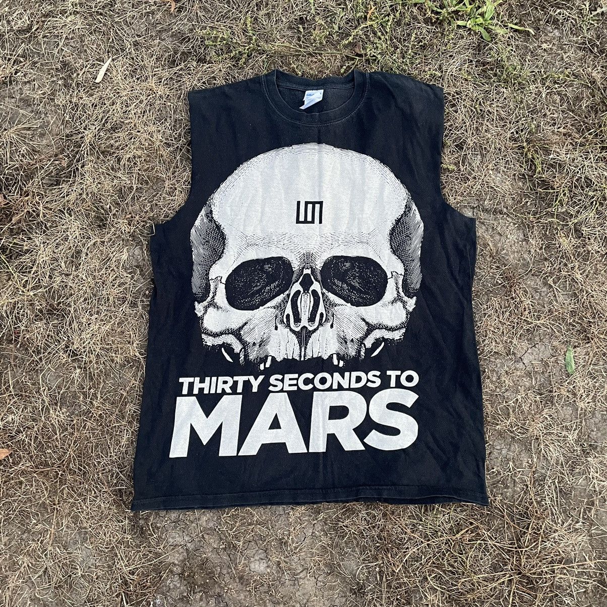 Vintage Vintage Y2K Thirty Seconds to Mars Skull Graphic Tee Grunge Size US M / EU 48-50 / 2 - 2 Thumbnail