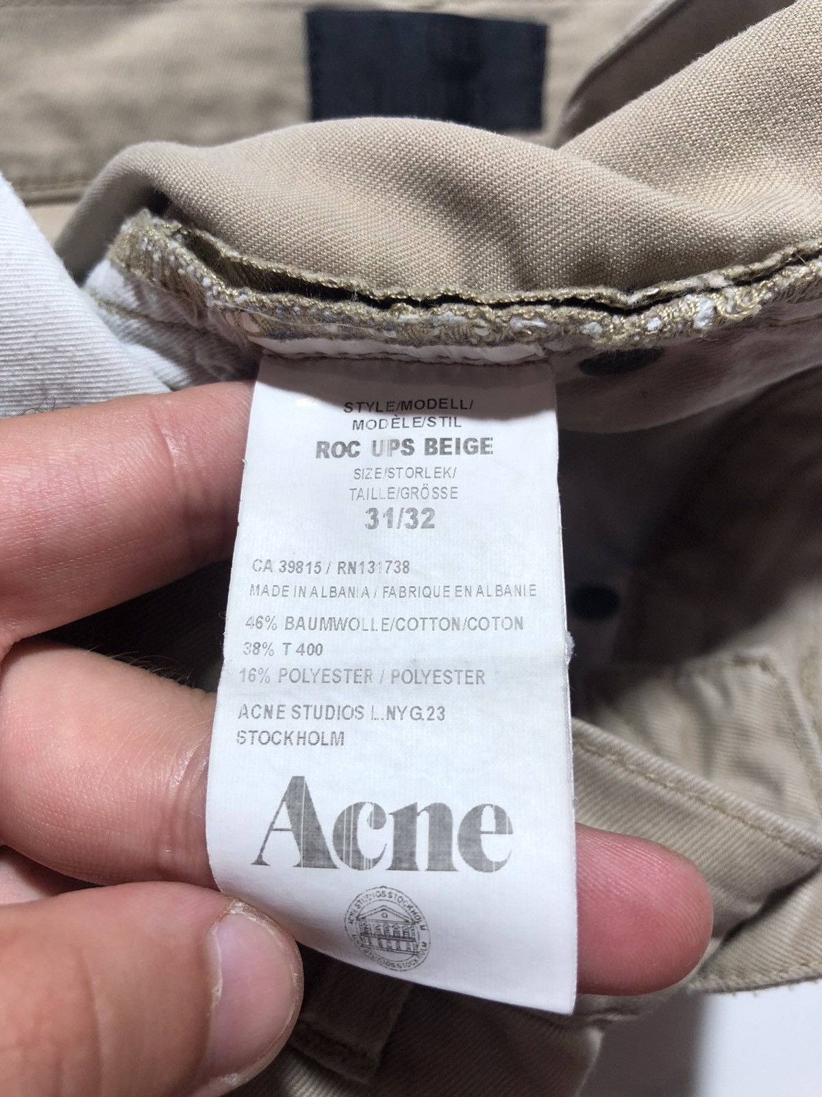 Acne Studios Acne Studios Roc Ups Beige Chino Pants Size US 31 - 16 Thumbnail