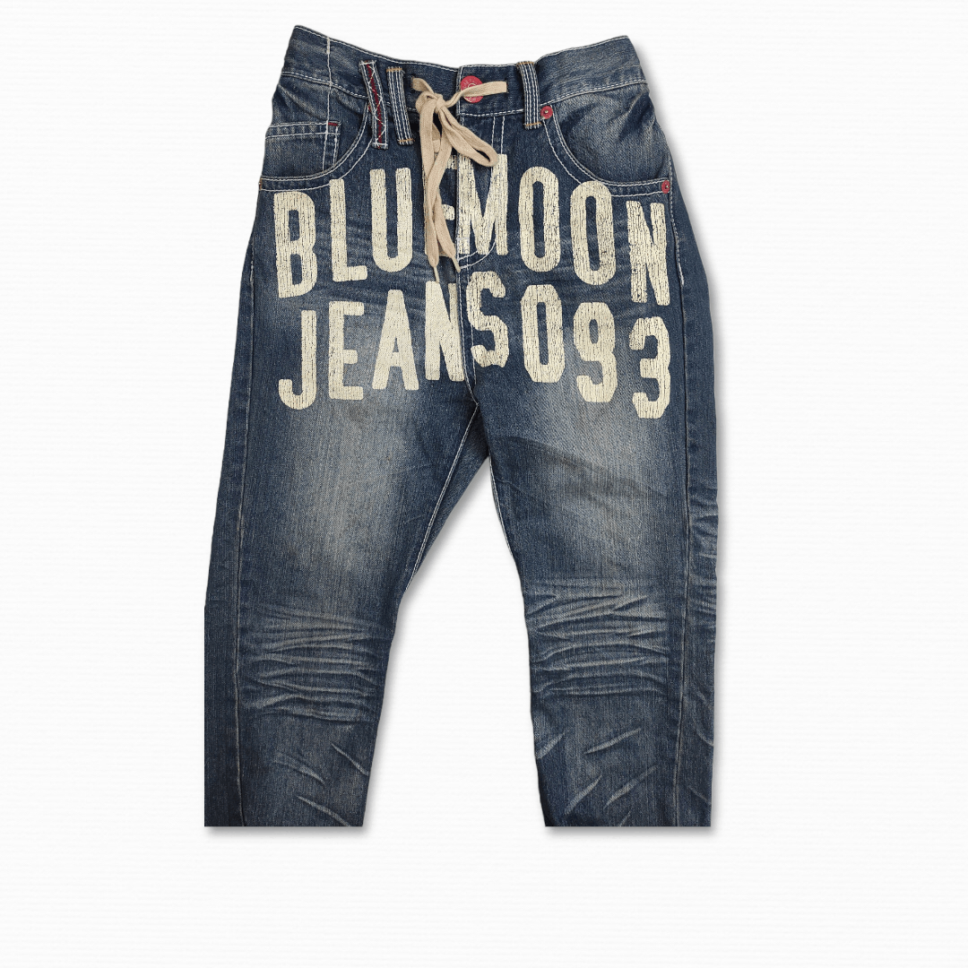 Japanese Brand Archive BLUE MOON Script jogger cropped style denim Size 27" / US 4 / IT 40 - 4 Thumbnail