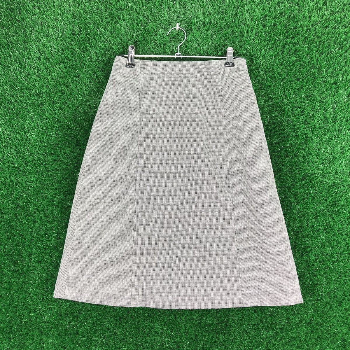 image of Designer Vintage Georges Rech Paris Midi Skirt in Grey, Women's (Size 24)