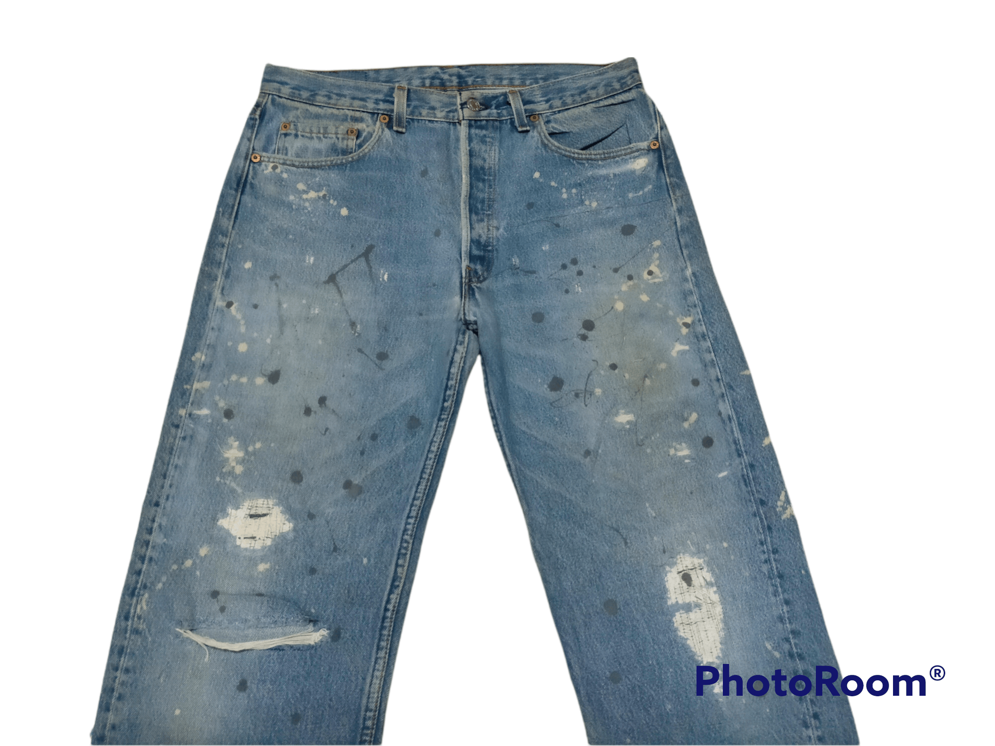 Levi's Vintage Levis Distressed painted Denim Size US 34 / EU 50 - 2 Thumbnail