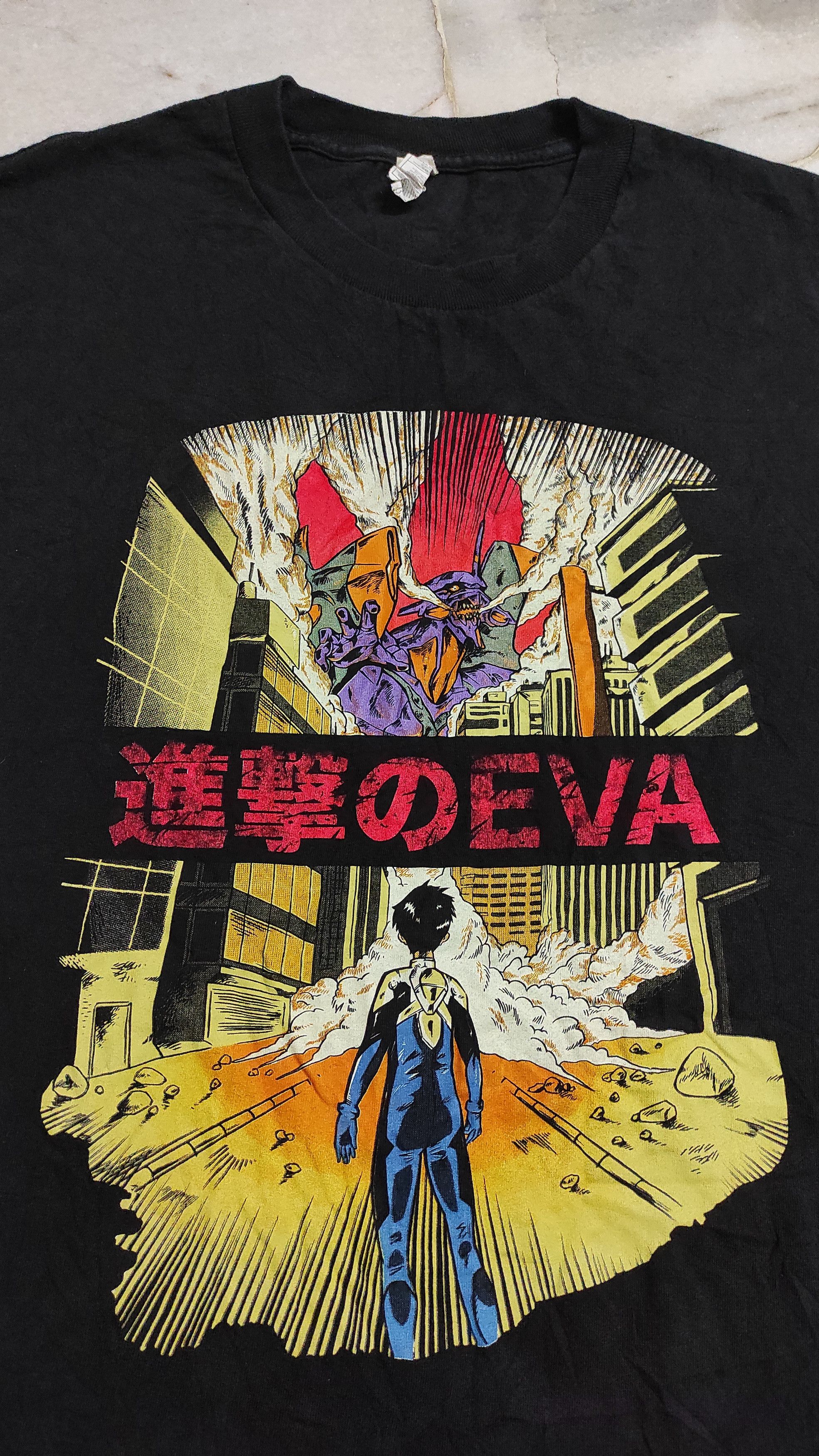 Anime Vtg Rare Neon Genesis Evangelion Attack Titan Anime Tshirt Size US L / EU 52-54 / 3 - 8 Thumbnail
