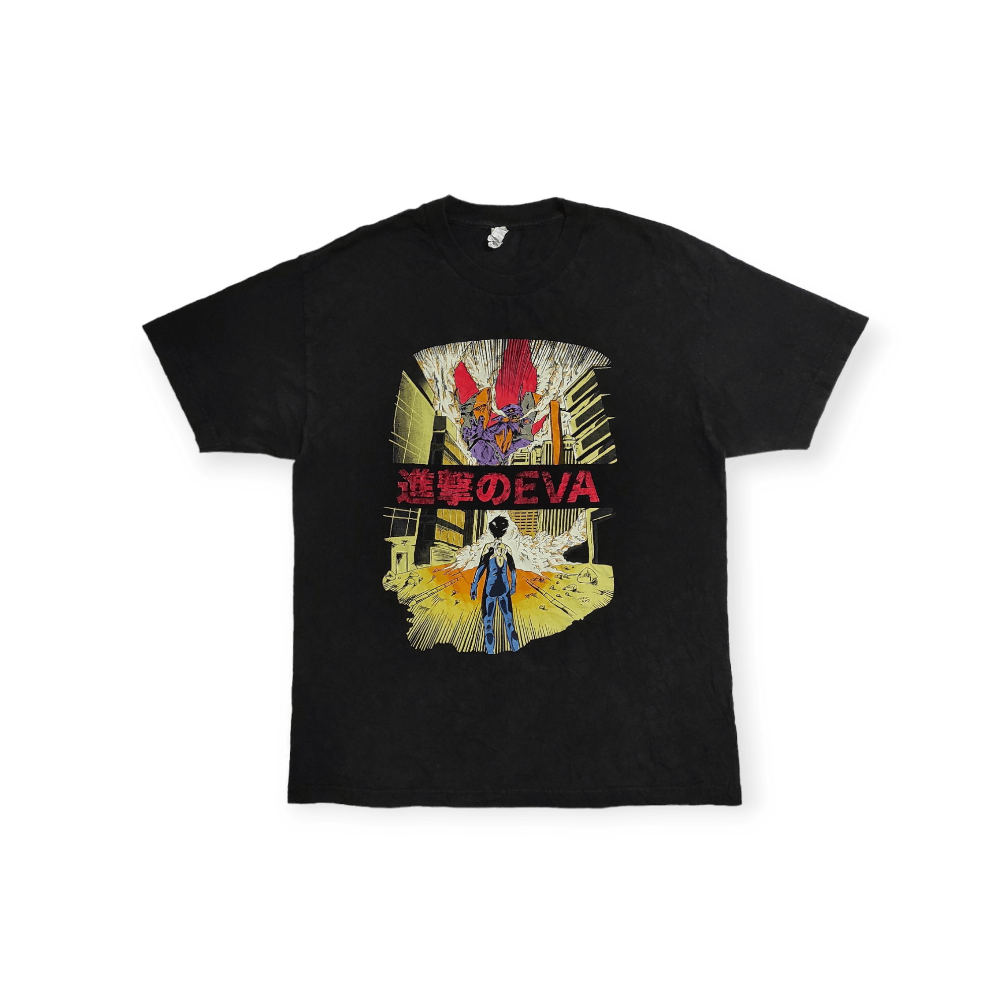 Anime Vtg Rare Neon Genesis Evangelion Attack Titan Anime Tshirt Size US L / EU 52-54 / 3 - 1 Thumbnail