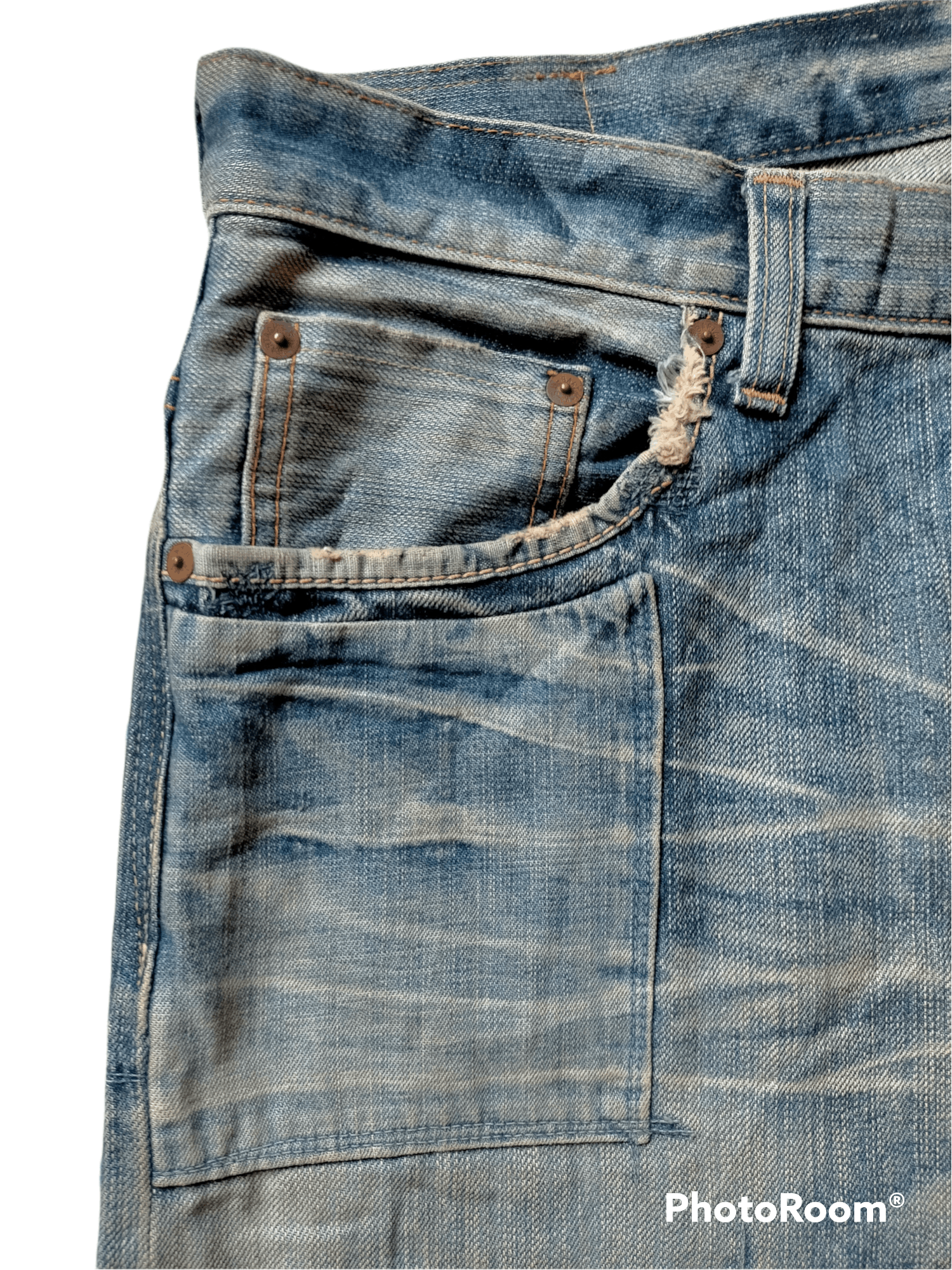 If Six Was Nine Bartack Denim Distressed Patch work Pants Size US 33 - 5 Thumbnail