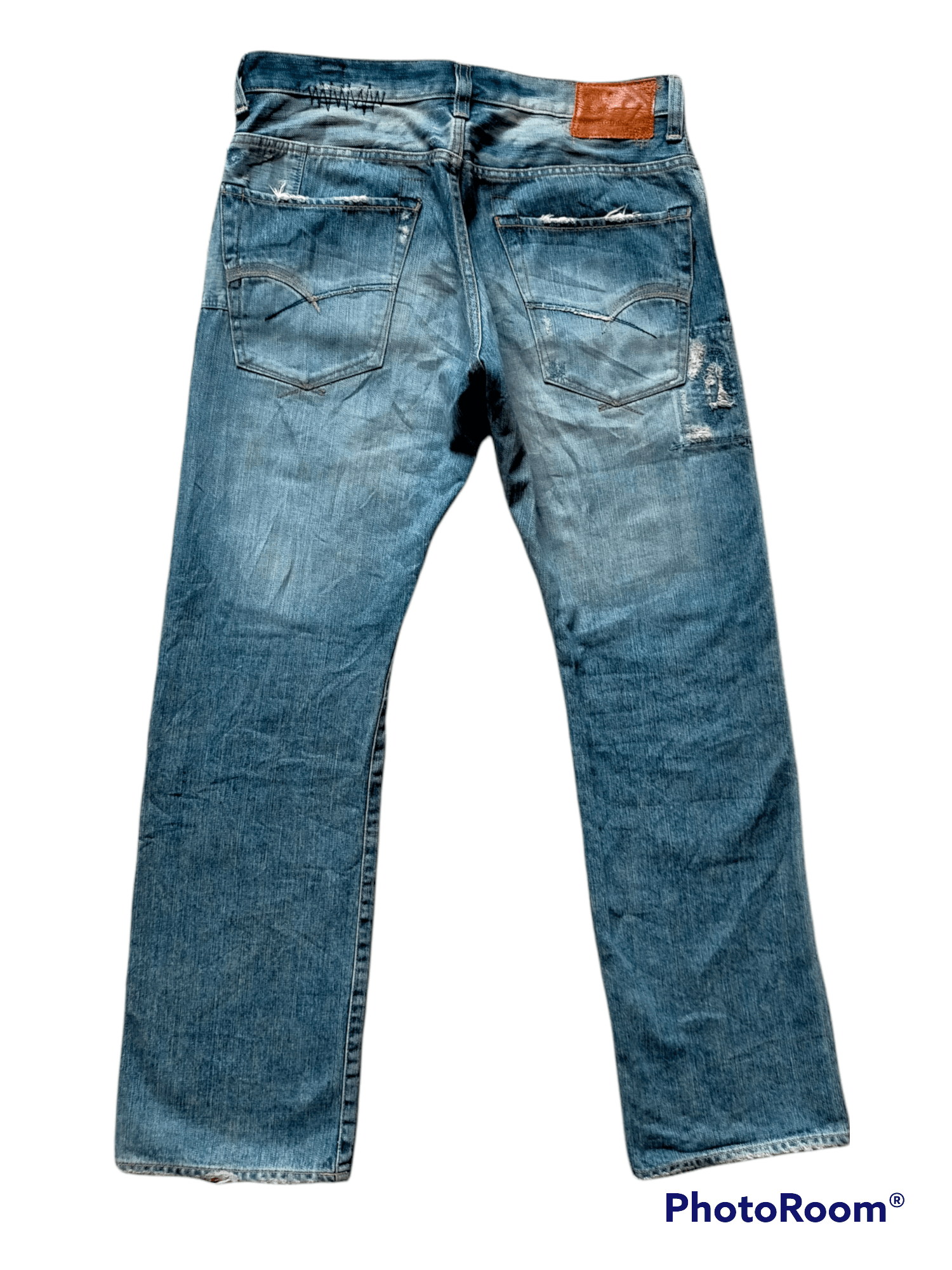 If Six Was Nine Bartack Denim Distressed Patch work Pants Size US 33 - 2 Thumbnail