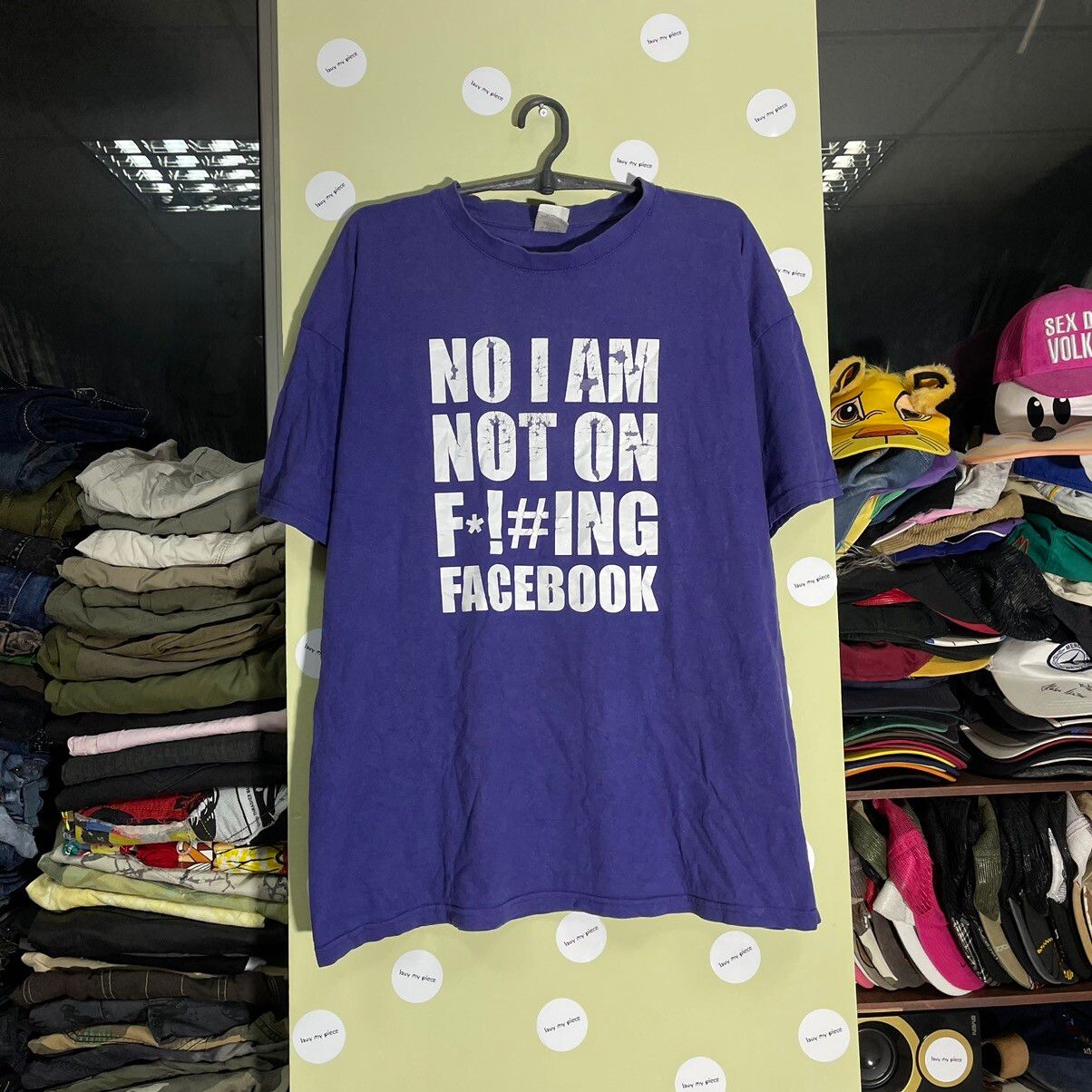 Pre-owned Humor X Vintage 90's Adult “ I'm Not Fucking Facebook ”hype Humor Tee In Purple