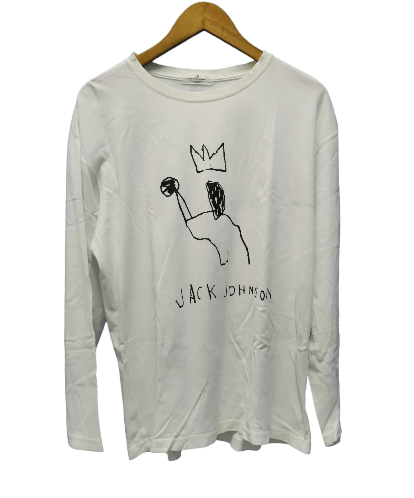 image of Jean Michel Basquiat x Vintage Jean-Michel Basquiat Jack Johnson Long Sleeve Art in White (Size Lar