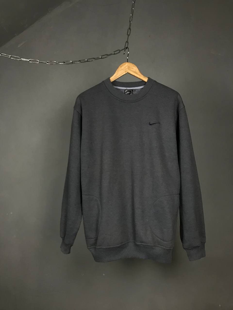 Nike × Vintage Nike swoosh streetwear vintage gray sweatshirt Size US XL / EU 56 / 4 - 1 Thumbnail