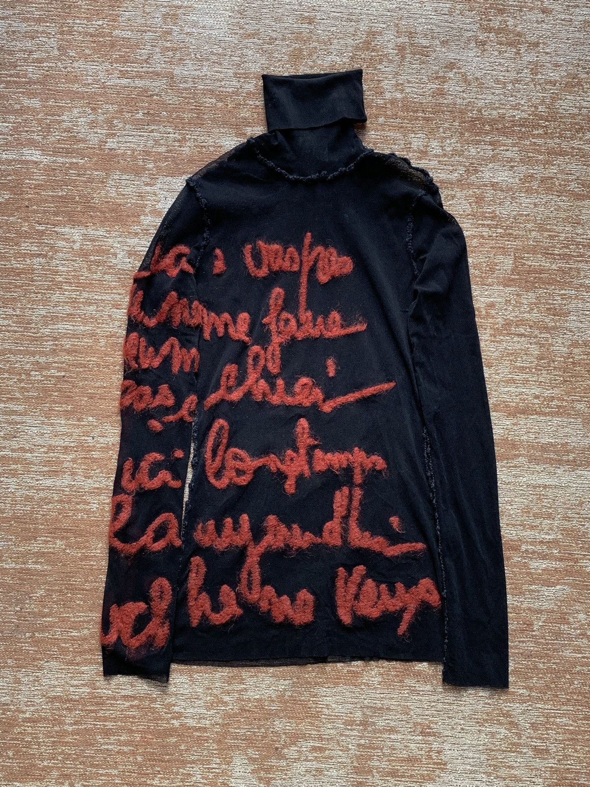 Haut Mesh Vintage Jean Paul Gaultier Calligraphy - Collection Automne 2001 - Taille M - Occasion Bon État