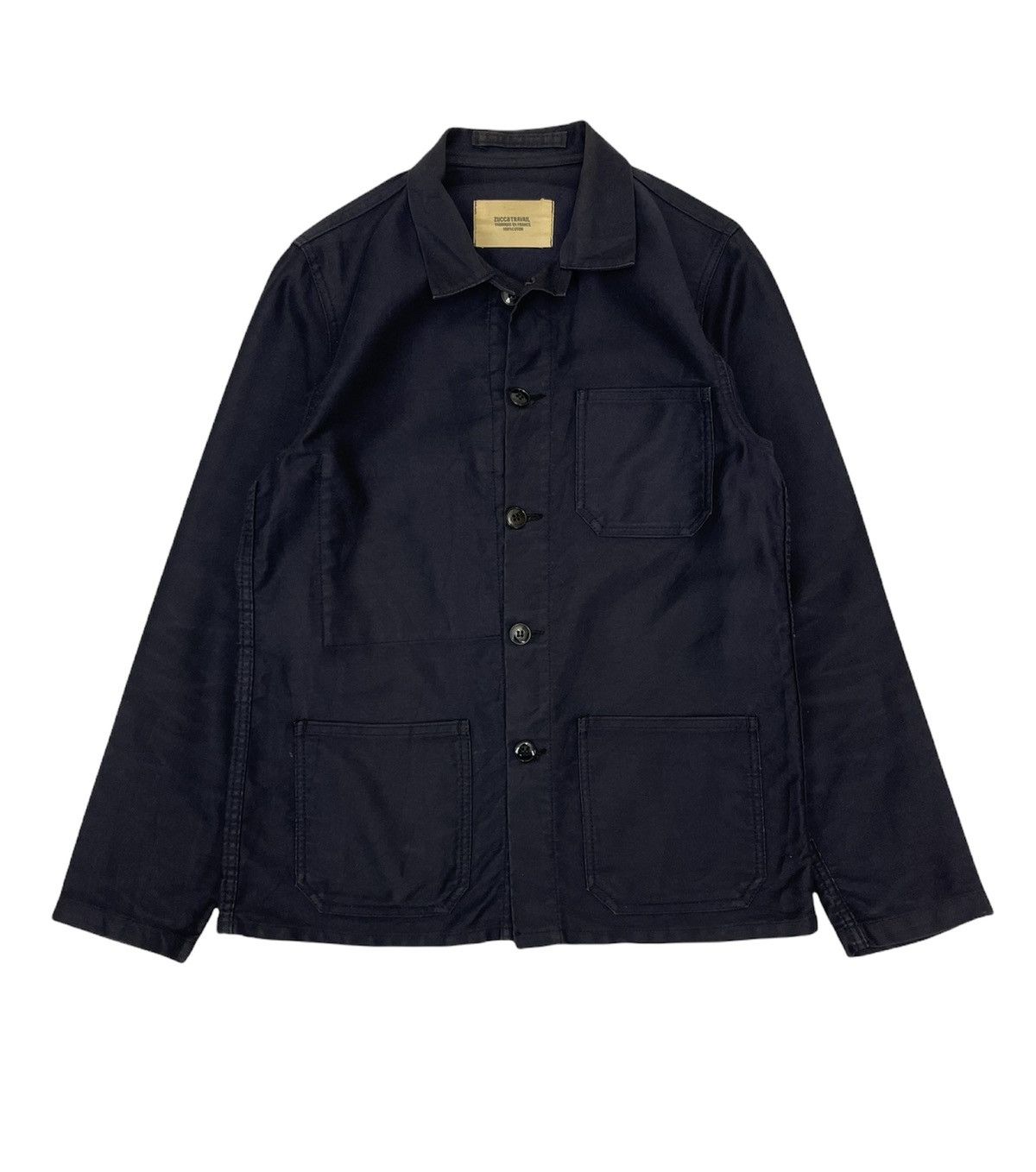 image of Cabane De Zucca x Issey Miyake Zucca Travail Chore Jacket (Size 1) in Navy Blue, Men's (Size Small)