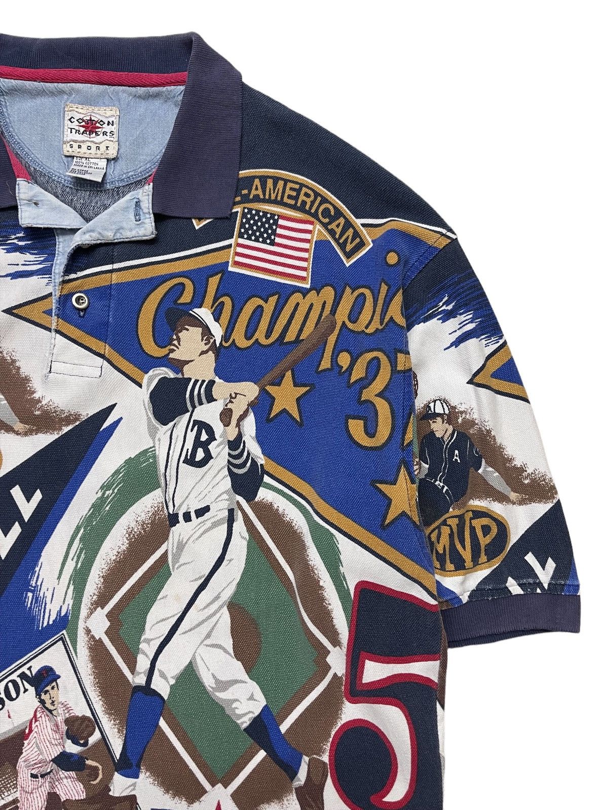 MLB Vintage Major League Baseball Fullprint Polo Shirt Size US XL / EU 56 / 4 - 3 Thumbnail
