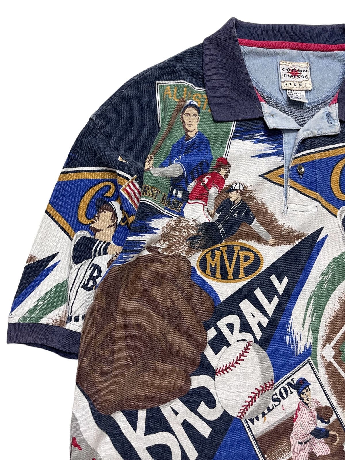 MLB Vintage Major League Baseball Fullprint Polo Shirt Size US XL / EU 56 / 4 - 4 Thumbnail