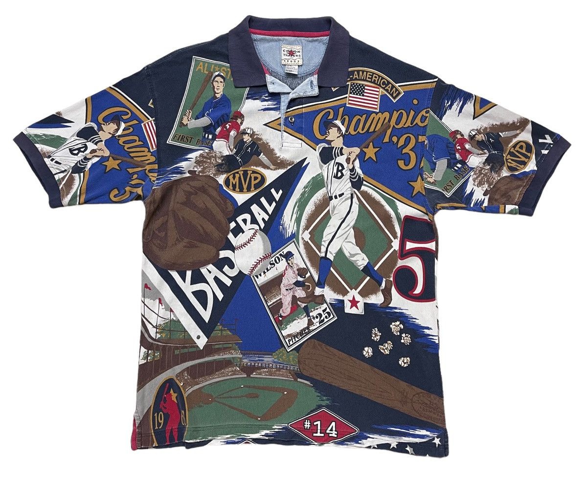 MLB Vintage Major League Baseball Fullprint Polo Shirt Size US XL / EU 56 / 4 - 6 Thumbnail