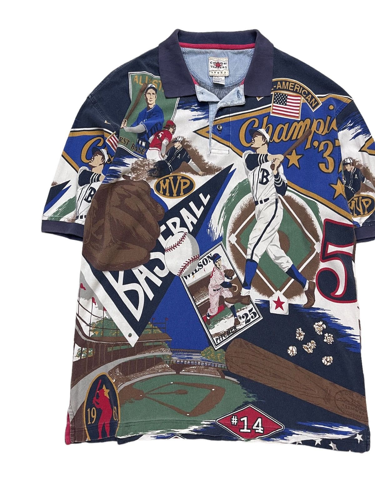 MLB Vintage Major League Baseball Fullprint Polo Shirt Size US XL / EU 56 / 4 - 7 Thumbnail