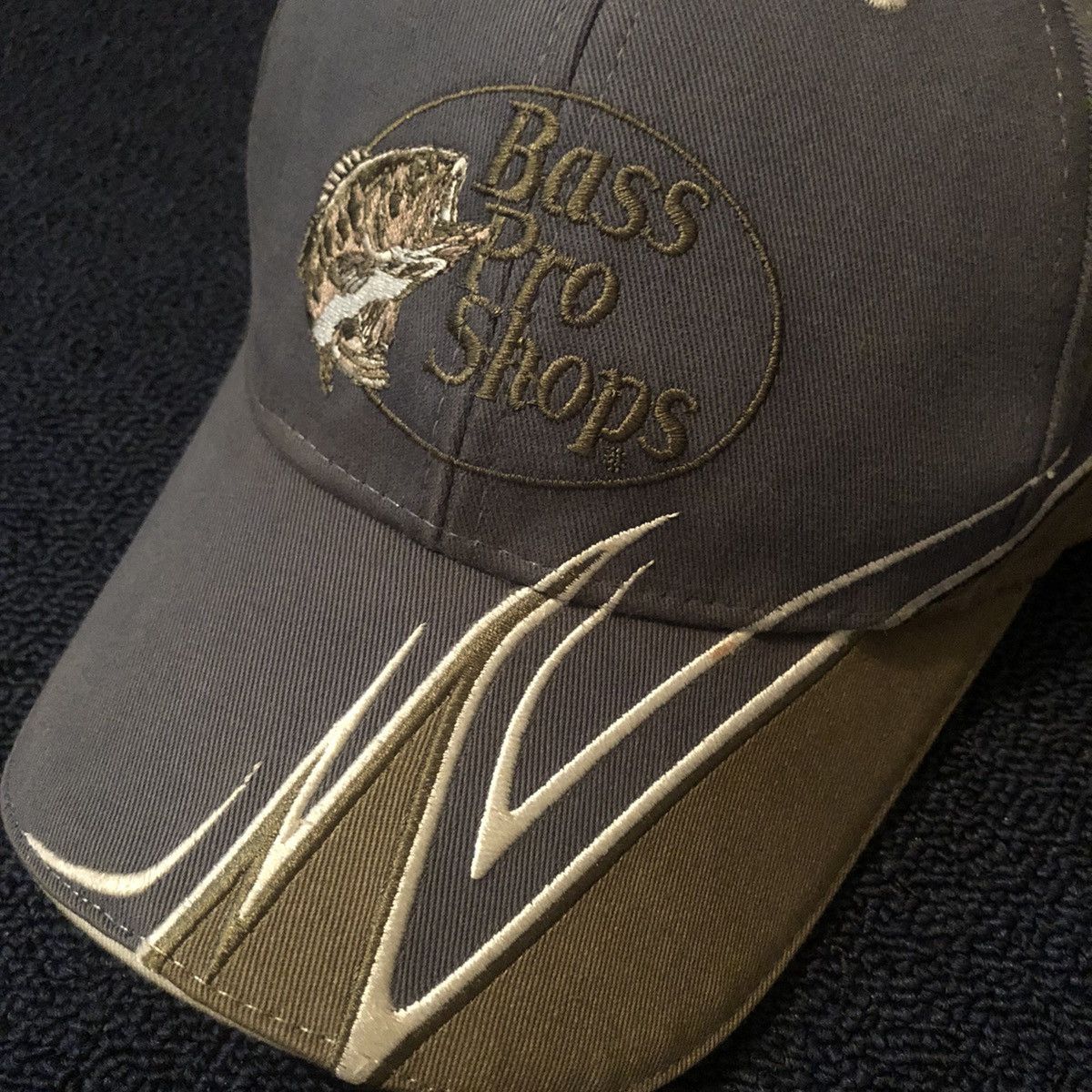 Bass Pro Shops Vintage 2000s Bass Pro Shops Pattern Stitched Fish Logo Hat Size ONE SIZE - 3 Thumbnail