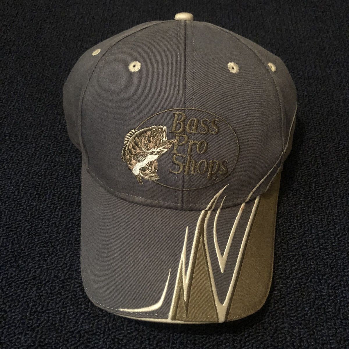Bass Pro Shops Vintage 2000s Bass Pro Shops Pattern Stitched Fish Logo Hat Size ONE SIZE - 2 Thumbnail