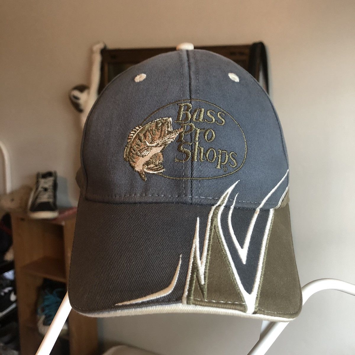 Bass Pro Shops Vintage 2000s Bass Pro Shops Pattern Stitched Fish Logo Hat Size ONE SIZE - 1 Thumbnail