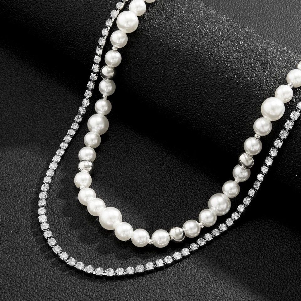 Jewelry × Vintage Layered Imitation Pearl Beads Choker Necklace Size ONE SIZE - 4 Thumbnail