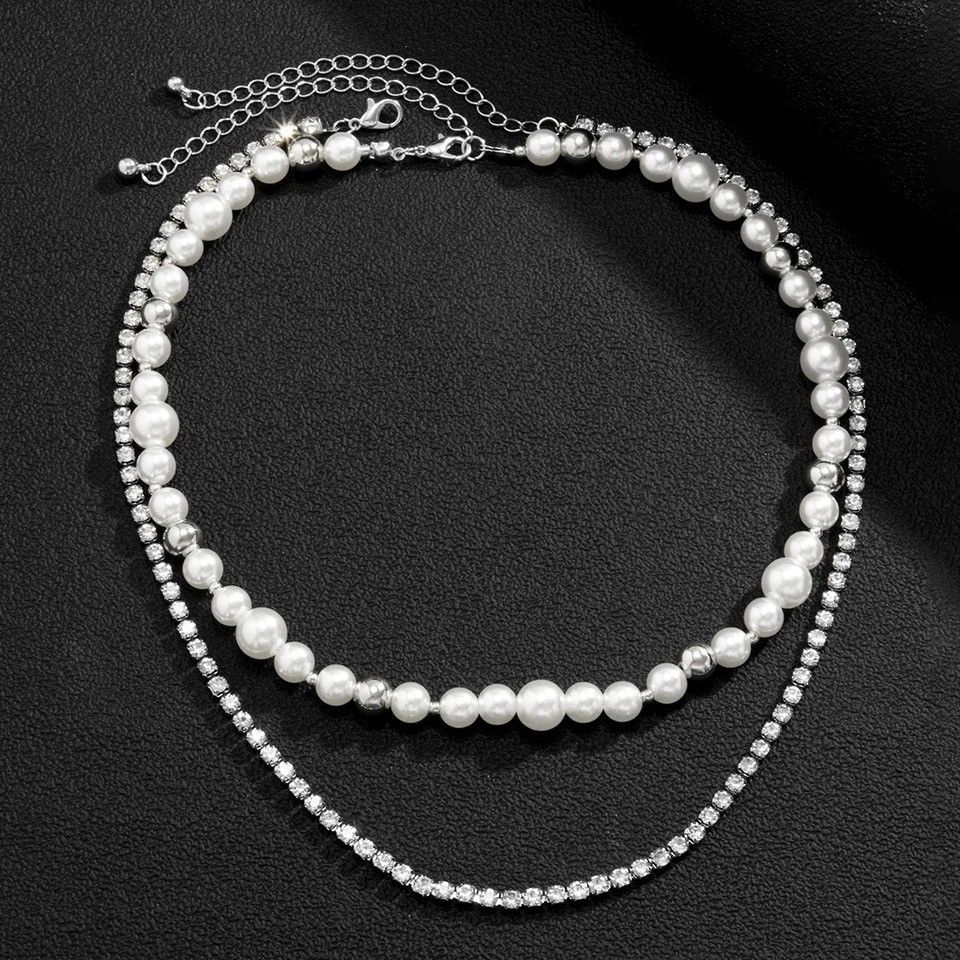Jewelry × Vintage Layered Imitation Pearl Beads Choker Necklace Size ONE SIZE - 2 Thumbnail