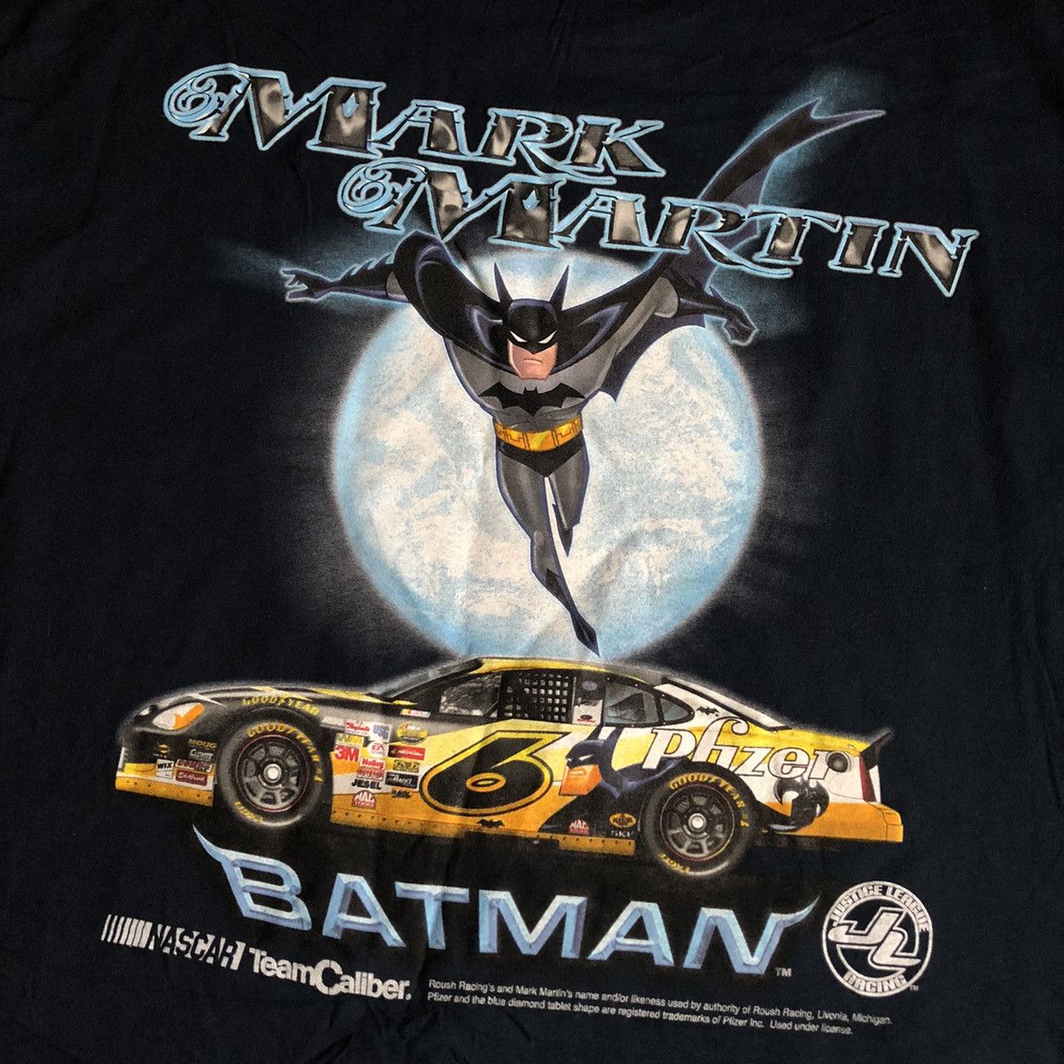 DC Comics New Vintage 00s Justice League Batman Mark Martin Racing Tee Size US XXL / EU 58 / 5 - 6 Thumbnail