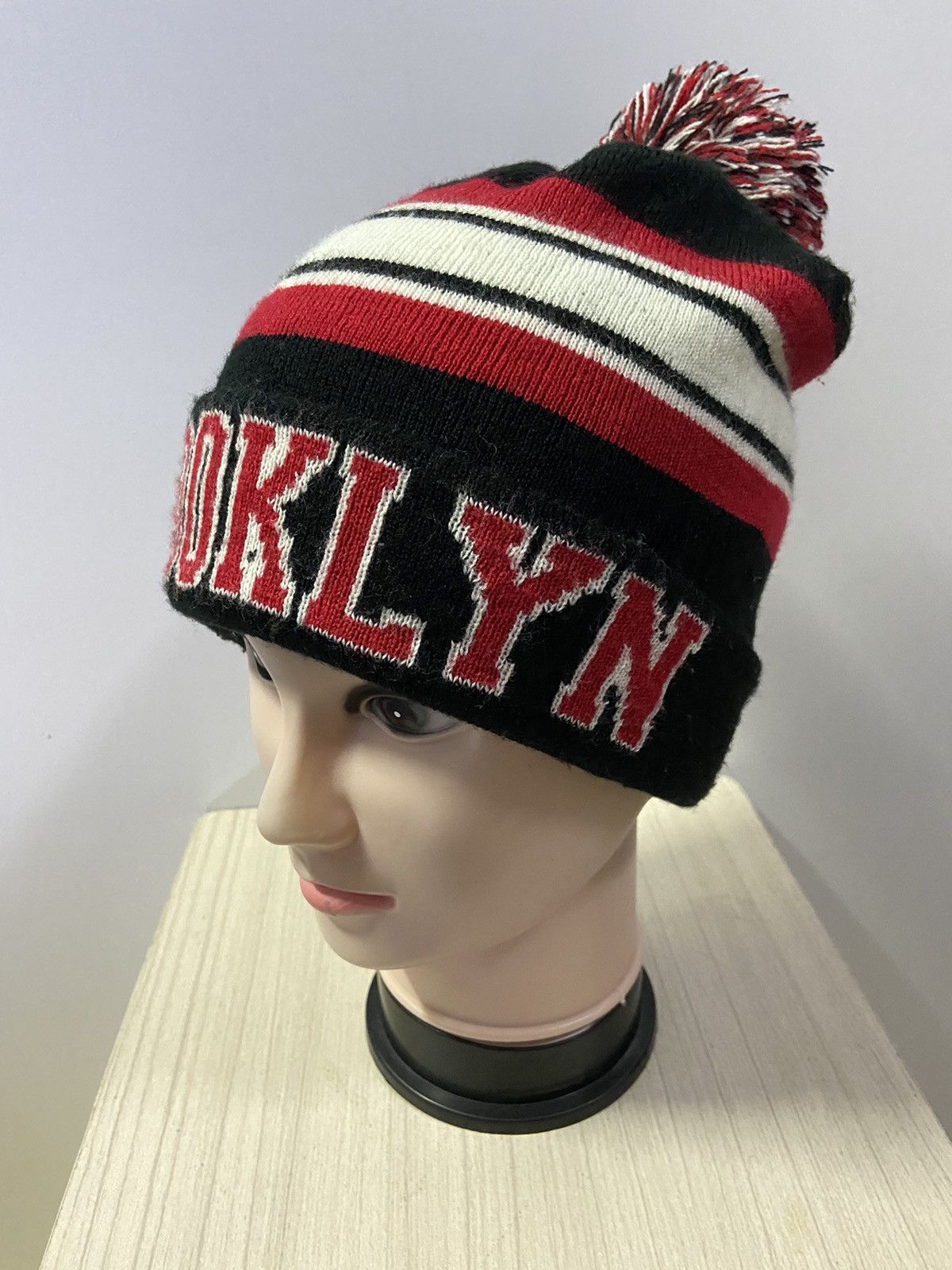 Brooklyn Clothing BROOKLYN BEANIE WITH POM POM SPELLOUT Size ONE SIZE - 2 Thumbnail