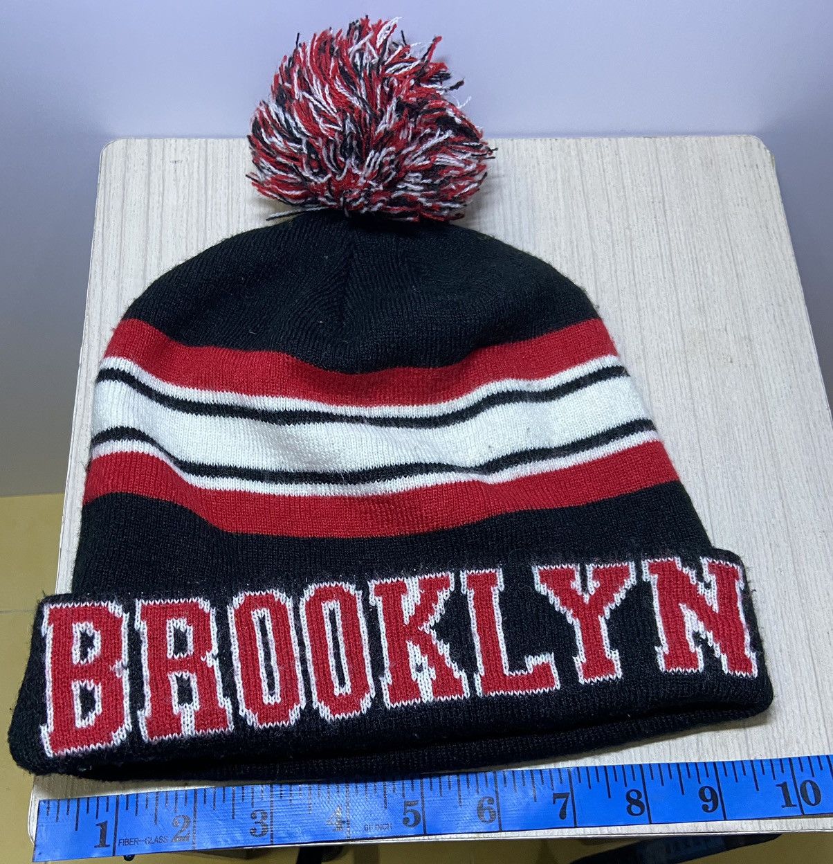 Brooklyn Clothing BROOKLYN BEANIE WITH POM POM SPELLOUT Size ONE SIZE - 4 Thumbnail