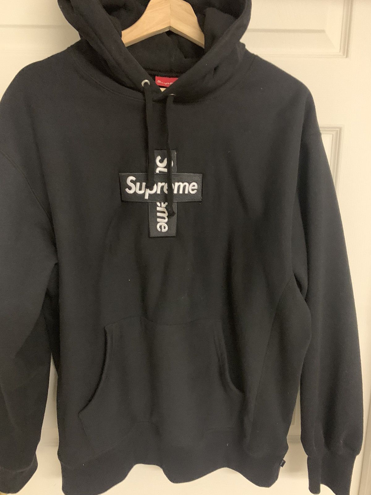 Supreme Cross box logo hoodie black | Grailed