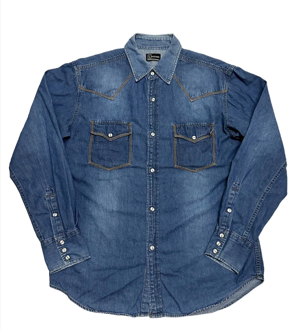 Japanese Brand × Vintage Gilevans western denim shirts Size US L / EU 52-54 / 3 - 1 Thumbnail