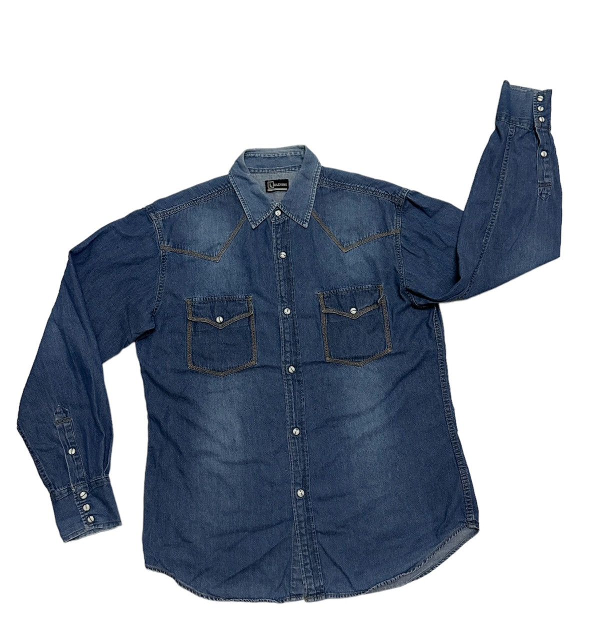 Japanese Brand × Vintage Gilevans western denim shirts Size US L / EU 52-54 / 3 - 2 Thumbnail
