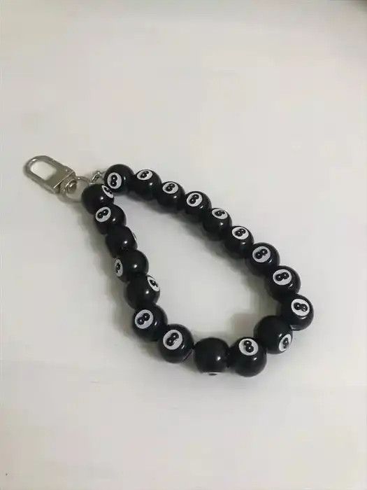 Jewelry Creative Punk Acrylic Black Billiards 8 Ball Beads Key Chain Size ONE SIZE - 4 Thumbnail