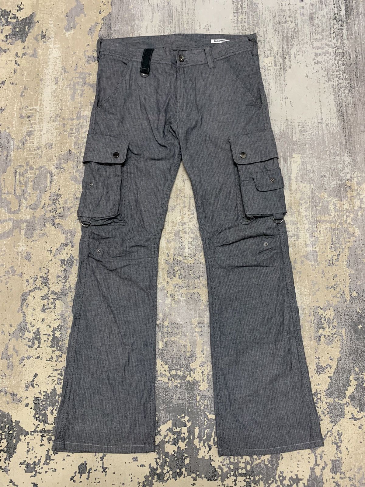 image of If Six Was Nine x Semantic Design Flared Semantic Design Utility Pocket Cargo Pant 33X29.5 in Grey