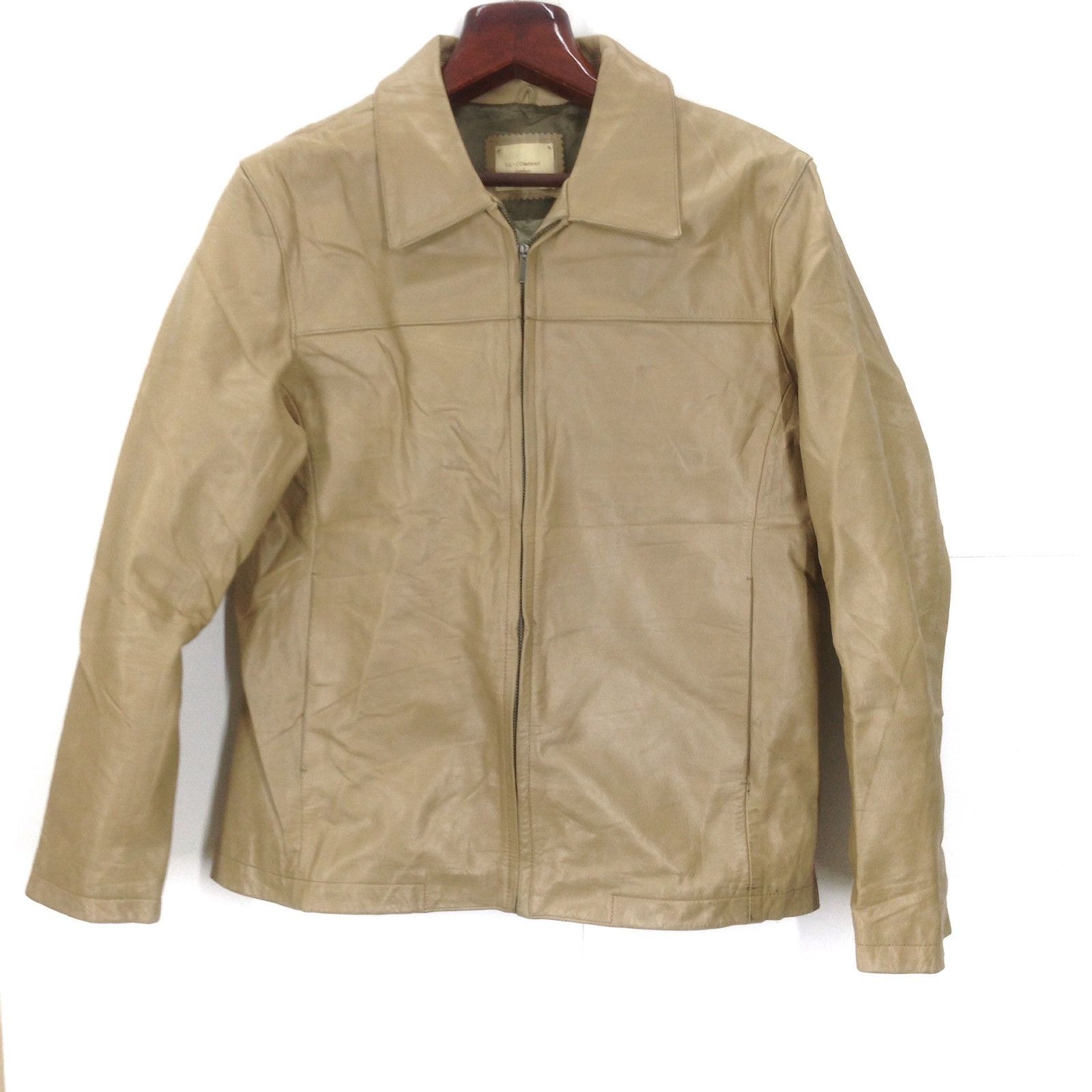 image of Designer Ts Company Leather Jacket in Cream, Men's (Size Large)