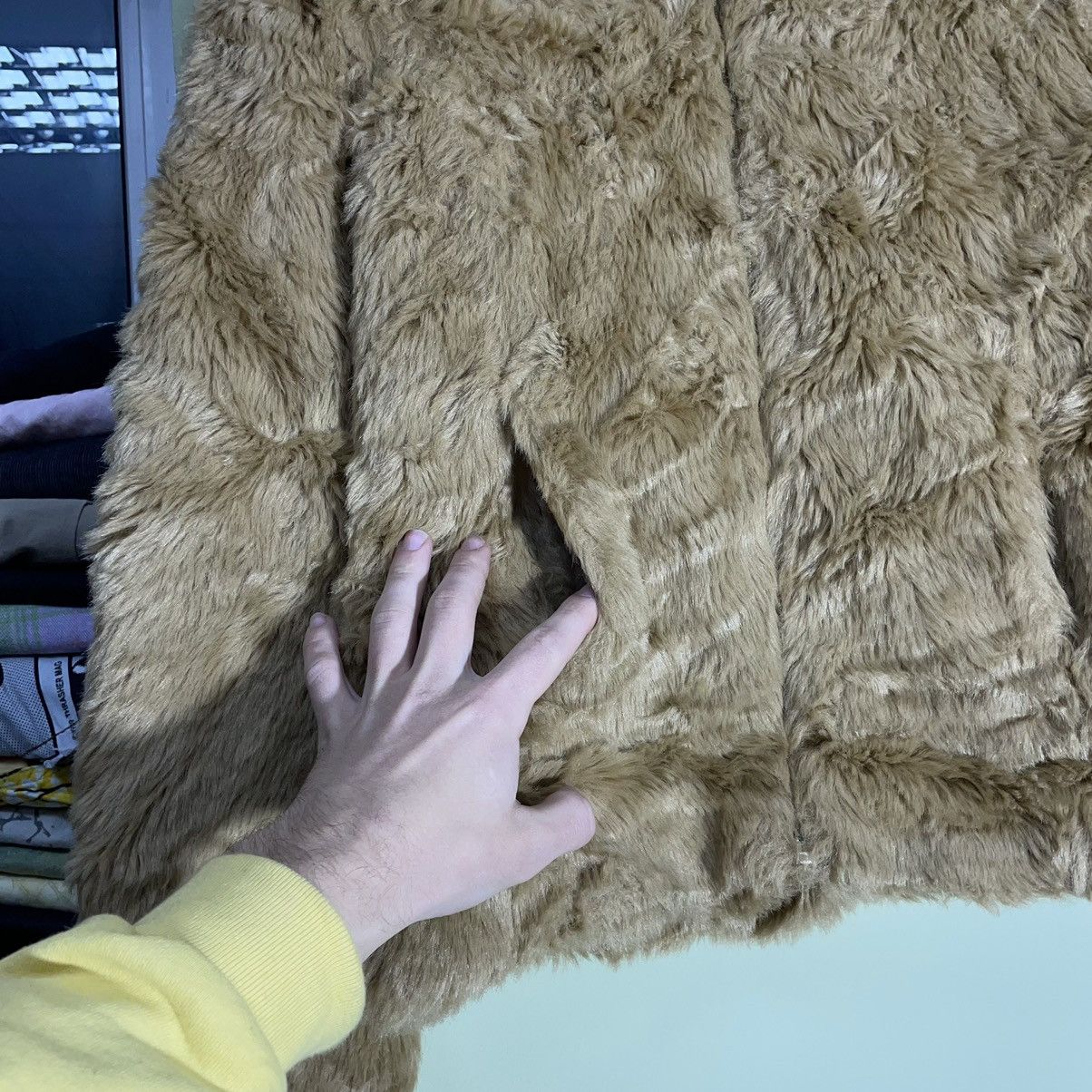 Vintage Vintage Y2K Mohair Teddy Bomber Jacket Hypebeast Tan Slim M Size M / US 6-8 / IT 42-44 - 6 Thumbnail