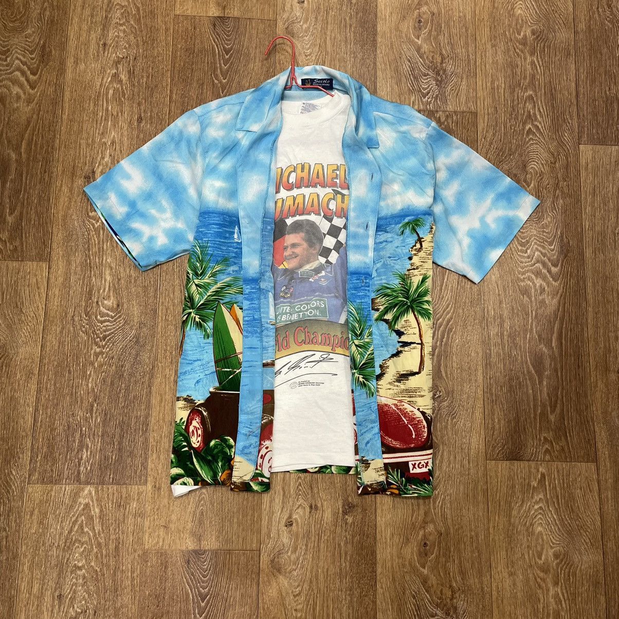 Vintage 90s Y2K Hawaiian All Over Print Graphic Tee Punk M