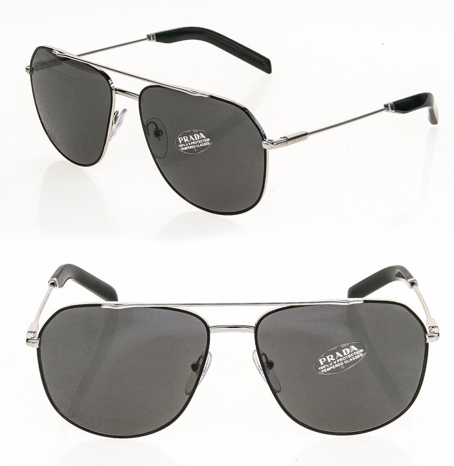 PRADA Authentic Silver Black Logo Classic PR59WS 59W