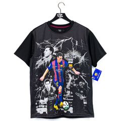 Rare Lionel Messi FC Barcelona All Print #19 Shirt Jersey Size L