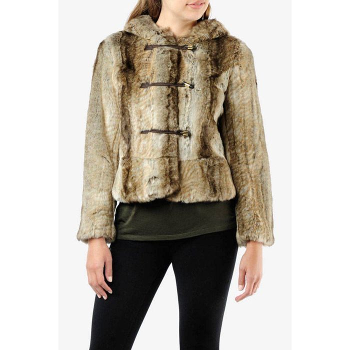 Juicy Couture Juicy Couture Faux Fur Hooded Toggle Jacket Coat Sable P ...