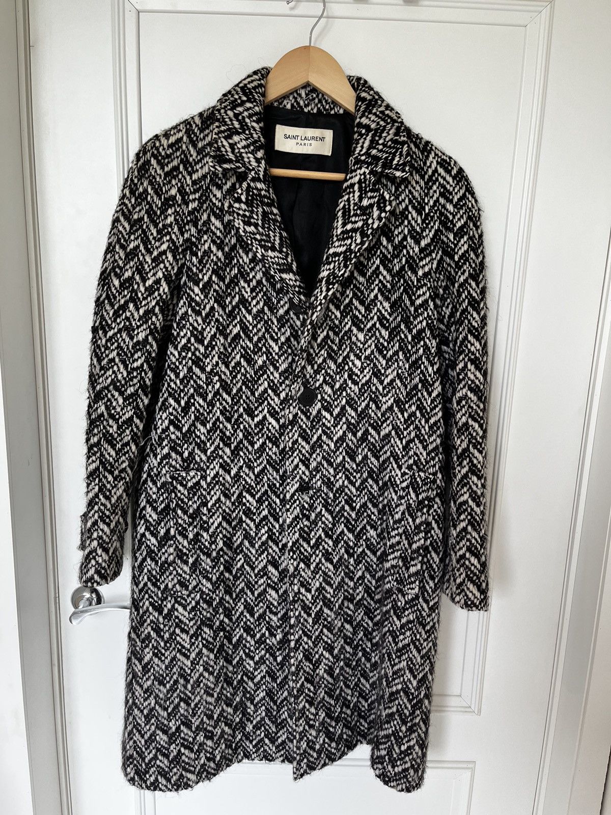 Hedi Slimane × Saint Laurent Paris Saint Laurent Hedi Slimane FW13 Herringbone Coat Size US XS / EU 42 / 0 - 1 Thumbnail