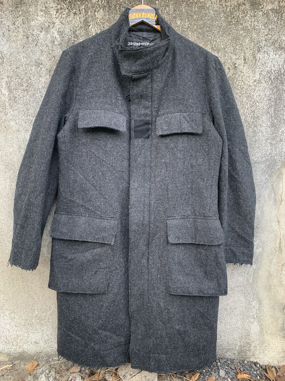 image of 291295 Overcoat / Long Jacket Military Inspired in Black, Men's (Size Medium)