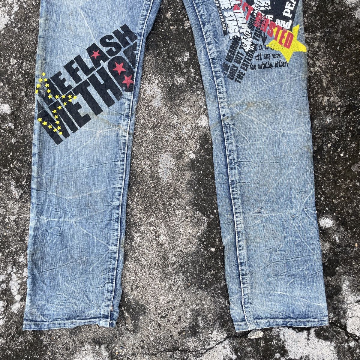 Other Vintage Unbranded Skulls Denim Jeans Size 34" / US 12 / IT 48 - 4 Thumbnail