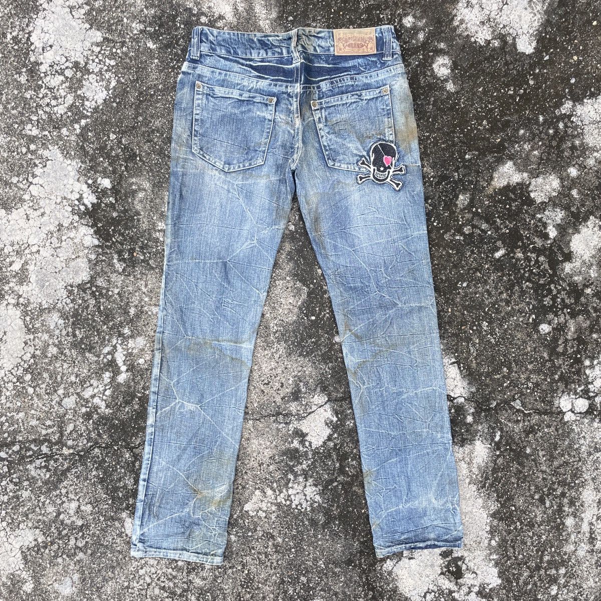 Other Vintage Unbranded Skulls Denim Jeans Size 34" / US 12 / IT 48 - 7 Thumbnail