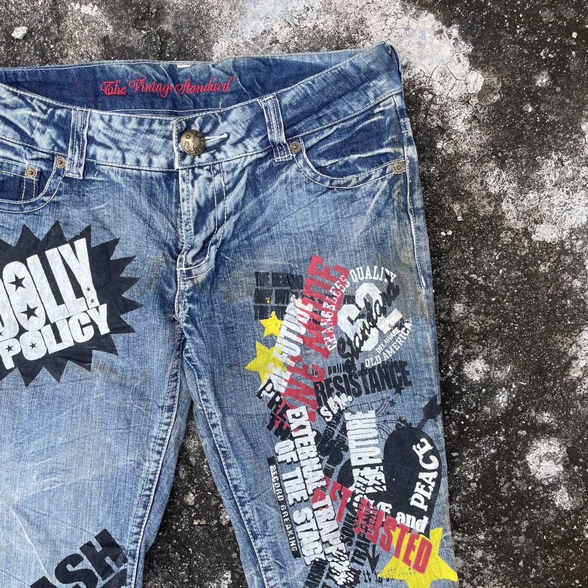 Other Vintage Unbranded Skulls Denim Jeans Size 34" / US 12 / IT 48 - 2 Thumbnail