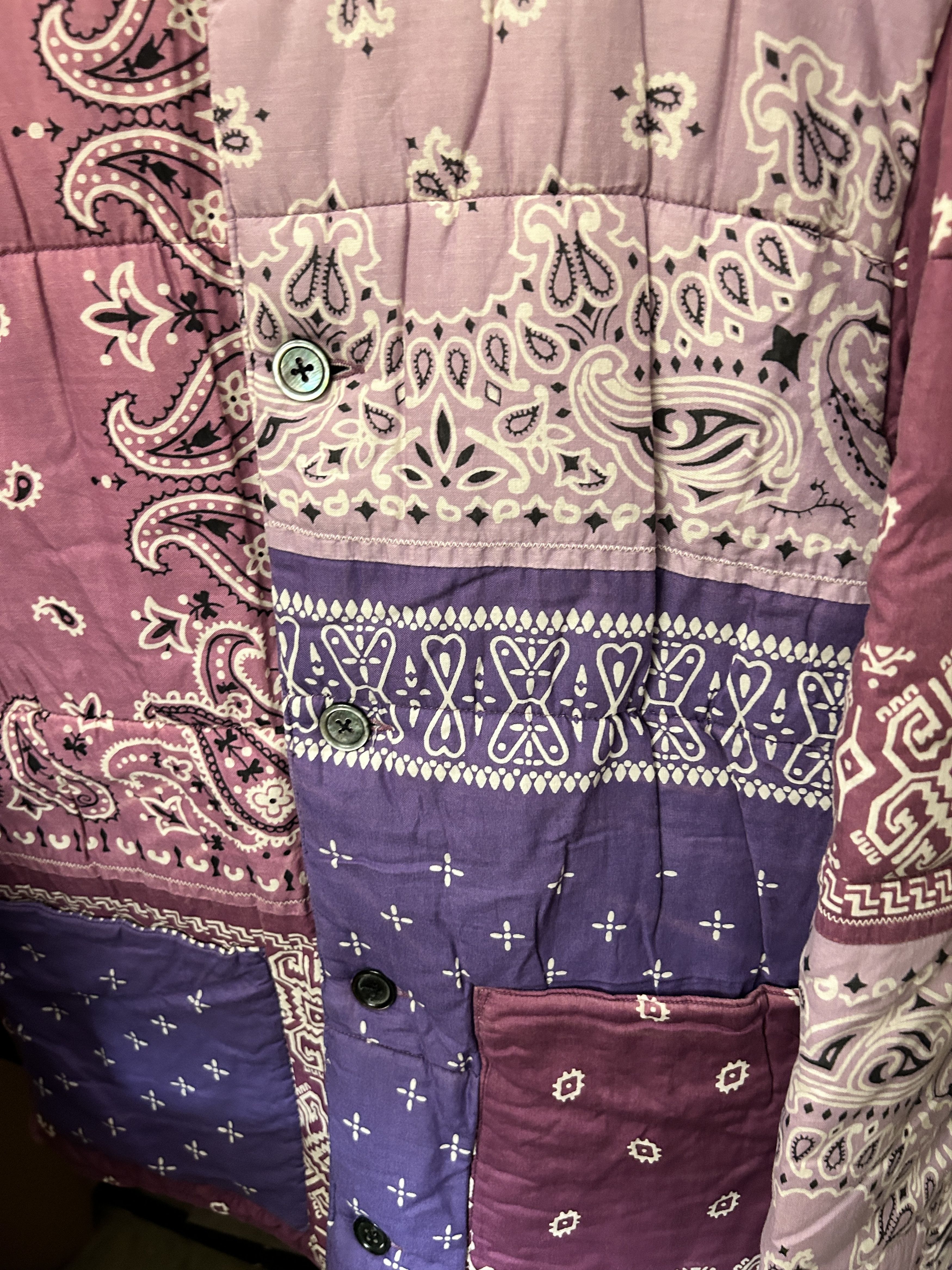 Kapital bandana quilted padded jacket purple patchwork blouson Size US L / EU 52-54 / 3 - 3 Thumbnail